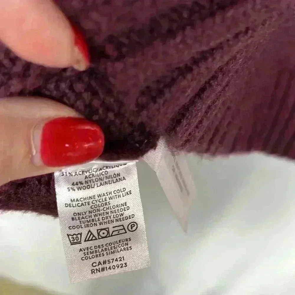 Ann Taylor Womens Knit Tunic Red/Pink/Brown Turtleneck Raglan Sleeve Soft Casual - Picture 7 of 11